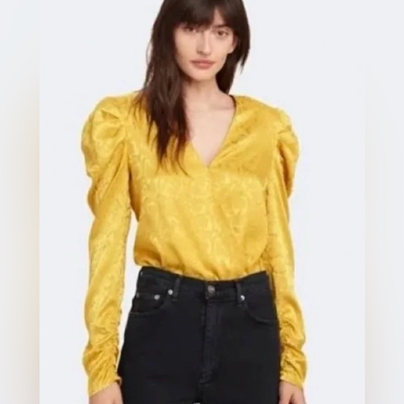 NWT WAYF Yellow Silky Snake Print Bodysuit XS - Picture 5 of 16